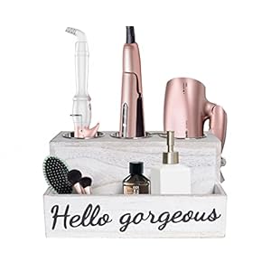 Hair Dryer Holder, Hair Tool Organizer, Rustic White Bathroom Supplies Countertop Storage and Vanity Caddy for Blow Dryer Curling Iron straightene Holder hot tools holder for vanity Hair Dryer Holder Hair Tool Organizer Rustic White Bathroom Supplies Countertop Storage and Vanity Caddy for Blow Dryer Curling Iron straightene Holder hot tools holder for vanity