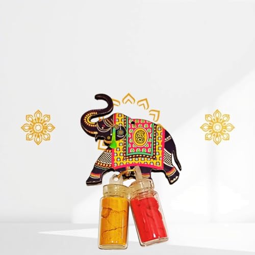 Image of Sri Yagnaa - Elephant MDF Pasupu Kumkum - Return Gifting Pasupu Kumkum - MDF Haldi Kumkum Gifting - Pasupu Kumkum for Thamboolam - Return Gifting - Handicrafted Pasupu Kumkum (Elephant)