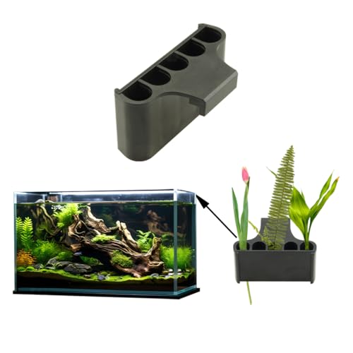 Image of Aquarium Plant Holder,Fish Tank Plant Holder,Aquarium lid Clips,Aquarium Plant Pot,Hydroponic Fish Tank Planter, Aquatic Plant Cup for Aquascape Decorations (Black, 1PCS Rimless)