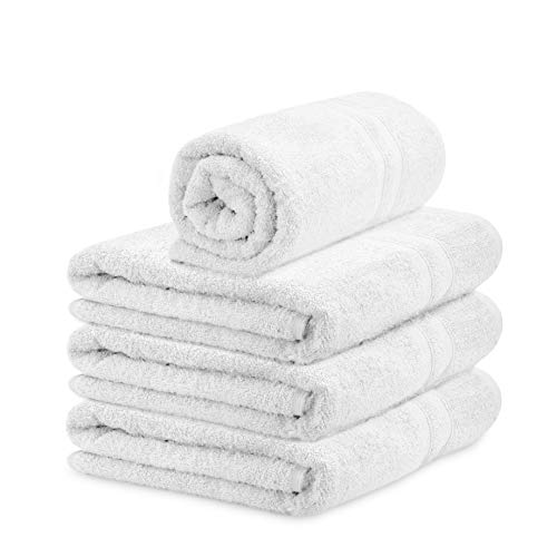 Talvania Luxus-Badetücher, 100 % ringgesponnene Baumwolle, 650 g/m², großes Hotel-Badetuch, 4er-Set, perfekt für Pool, Spa, Badezimmer (weiß) Cover