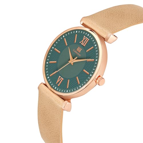 Image of IIK COLLECTION Watches for Women Round Dial |Analogue Quartz Movemnet Ladies Watch|Long Battery Life|Leather Bracelet Strap|Buckle Lock Clasp Safety Watches for Girls