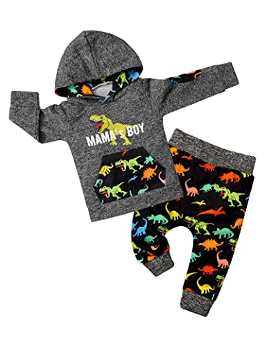 Newborn Baby Boy Clothes Dinosaur Infant Hoodies Mama s Boy Onesies 2PCS Baby Boy Outfits Set Newborn