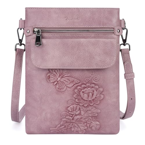 Image of Small Crossbody Purse for Women, Vegan Leather Multi Pocket Bag | Small Crossbody Bags for Women with Embossed Design, Adjustable Strap, Lightweight Travel Shoulder Bag for Daily Use and Gift