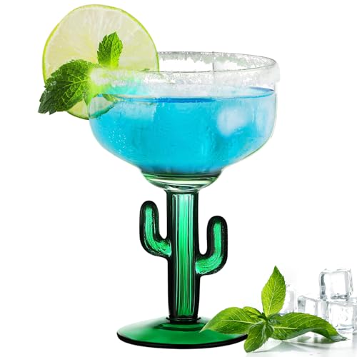 Cactus Margarita Glasses,Durable Cactus Cocktail,Lead-Free Glassware,Unique Plant Themed Frozen Cocktail Glasses,Wine Tasting Glasses for Holiday Party Dinner Festival Wedding