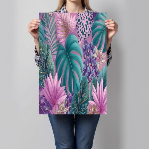Plantes de la jungle tropicale en tableau de salon | Grand poster vert foncé GDJSMIN 70x100