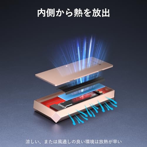 SETMSPACE M.2 SSD 外付けケース40 Gbps「タフガイ」対応Thunderbolt 3/4 M-Key PCIe NVME 2280 SSD用USB 4 M.2 SSDケース 40Gbps | NVME | ピンク・メタル の商品画像 5