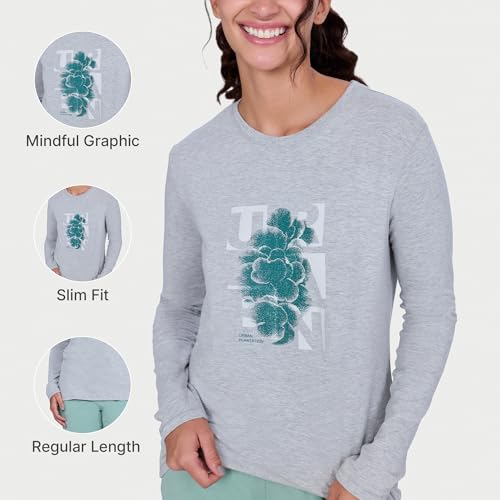 Image of Enamor Essentials Full Sleeve Round Neck Slim Fit Stretch Cotton Lounge Tshirt for Womens-E157