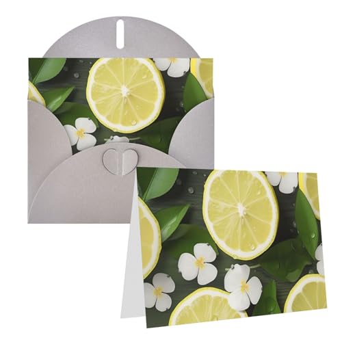 Cartes de vœux vierges motif citron avec enveloppes pour toutes occasions