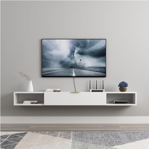 Meuble TV mural flottant en bois pour un salon épuré et chaleureux