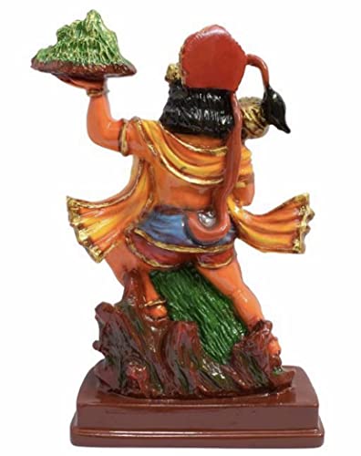 KRISHNAGALLERY1 Marble Dust Polyresin Pahad Sanjeevani Parbat Hanuman Ji Statue Bala Ji Murti For Pooja Home Temple Idol, Pack of 1 (Multicolor), Idol