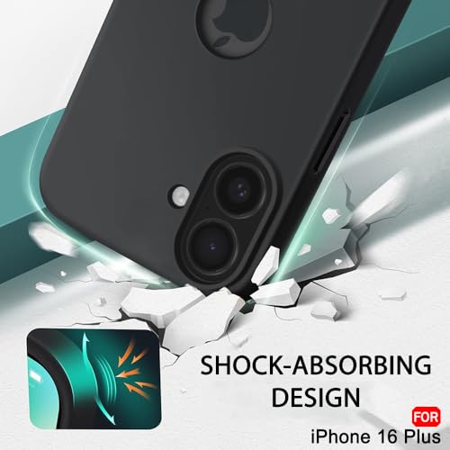 Image of TheGiftKart Liquid Silicone Back Cover Case for iPhone 16 Plus | Soft Micro-Fibre Lining Inside | Camera & Screen Protection | Shockproof Back Cover for iPhone 16 Plus (Silicone, Rich Black)