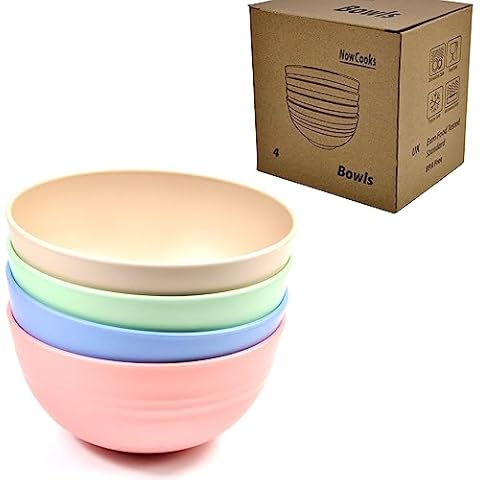 NowCooks Unbreakable Plastic Cereal Bowls Set Cover