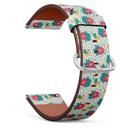 Compatible with Garmin Fenix 7/7 Pro, Fenix 6/6 Pro, Fenix 5/5 Plus, Epix (Gen2) / Epix Pro (Gen2), 22mm Replacement Sport Watch Band (Bird Plant) Smartwatch Strap Bracelet