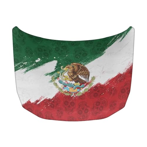 Image of Mexican Flag Car Hood Cover 59x39 inches Stretch Polyester Car Hood Flag Waterproof Automotive Exterior Accessories for Most Sedans SUV Trucks Pickup