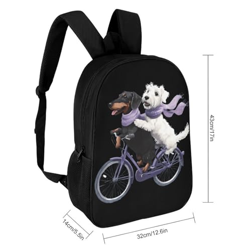Dachshund Schnauzer Dog Cycling Bike Unisex Backpack 17" Casual Daypacks Simple Shoulders Bag for Camping Hiking Travel Gear2
