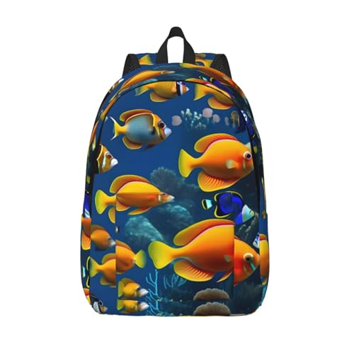 Sac à dos en toile poissons tropicaux WURTON, sac de travail unisexe résistant à grande capacité