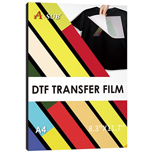 A-SUB DTF Transfer Film - 30 Sheets A4 DTF Film for Sumblimation or DTF Inkjet Printer, Double Sided Matte Direct to Film Transfer Paper for T shirts and All Fabrics