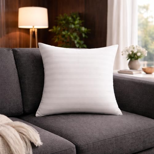 Image of STITCHNEST Premium Fiber Filled Cushion Inserts Set of 5 (12x12 Inches) | Soft Square Pillow Fillers for Sofa, Car, Bed & Home Decor | White