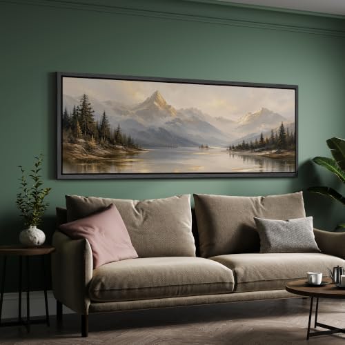 Image of MUDECOR Large Framed Canvas Print Wall Art Pine Lake Forest for Living Room