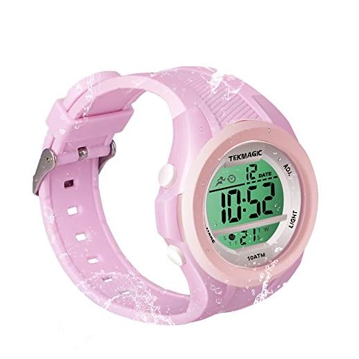 SZCHISHUNG Digitale Schwimmuhr für Mädchen, 10 ATM, wasserdicht, Taucheruhr, 100 m, Unterwasser, mit Stoppuhr, Chronograph, Alarm, Dual-Zeitzone, 12/24-Stunden-Format, (W58-CUS-BK), Digital