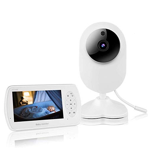 PREUP Baby Monitor with Camera 1080P Wireless Video Monitor with 4.3 Inch Display,VOX Two Way Talk, Temperature Sensor, Auto Wake-up and Lullabies for Baby/Pet/Nanny Monitoring