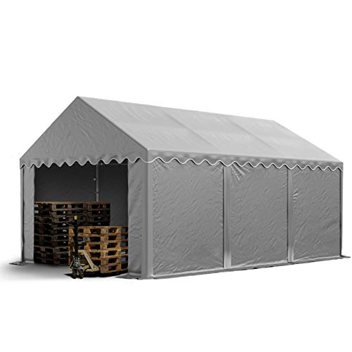 TOOLPORT Storage tent 3x6 m PVC 750 N waterproof grey shelter with ground frame