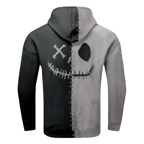 Mens Pullover Hoodie Halloween Long Sleeve Sweatshirt with Pocket Ghostface Print Casual Hooded Tops4