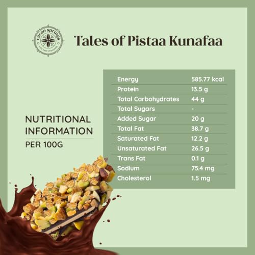 Image of Cacao Springs Tales of Kunafa Pistachio Chocolates Box Diwali Gift Hamper - Crunchy Pistachio Kunafa Chocolate Brittle Bar (Pack of 4) - Premium Festive Celebration Chocolate Box For Gift - 80 Gram