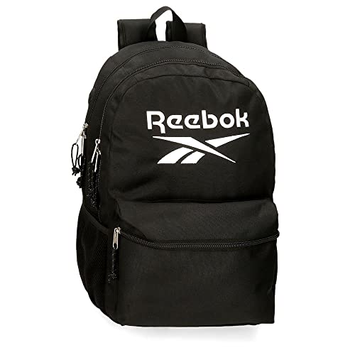 Reebok Boston Mochila Escolar Doble Compartimento Negro 31x44x15 cms Poliéster 20,46L