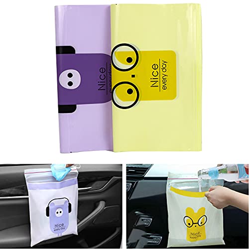 Portable Car Trash Bag, Easy Stick-On Disposable Car Garbage Bags, 100% Leak-Proof Vomit Bag Durable, Beautiful Kitchen Storage Bag Suitable for Cars, Offices, Kitchens, Travel (30PCS)
