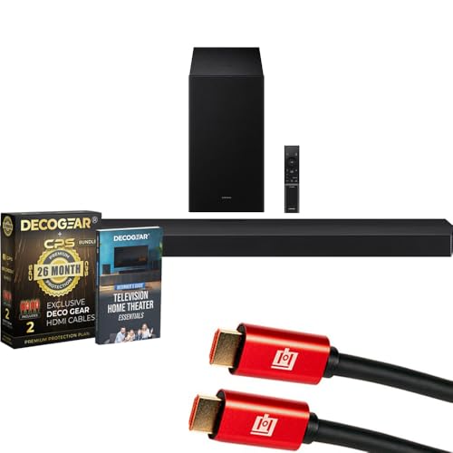 Image of Samsung B-Series Soundbar HW-B750F 5.1 ch Subwoofer (2025) Bundle with CPS Exclusive 26 Month Protection Pack, 2X 4K HDMI 2.0 Cable and Deco Gear Complete Home Theater Beginner's Guidebook