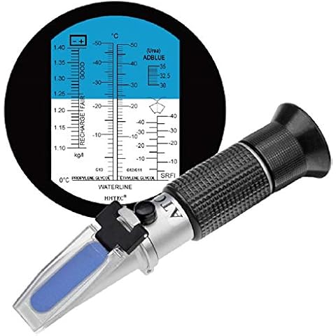 HHTEC 4-in-1 antifreeze refractometer ethylene glycol, propylene glycol, for automotive cooling fluid, Windshield washer fluid, AdBlue(DEF), automotive and industrial battery fluid measurement Cover