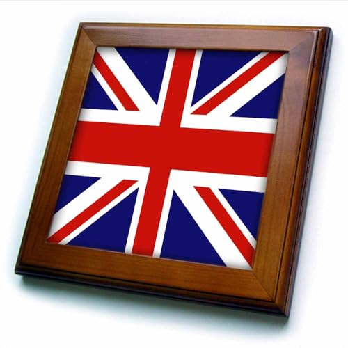 3dRose 8x8 Framed Tile - Union Jack Old British Naval Flag Décor II