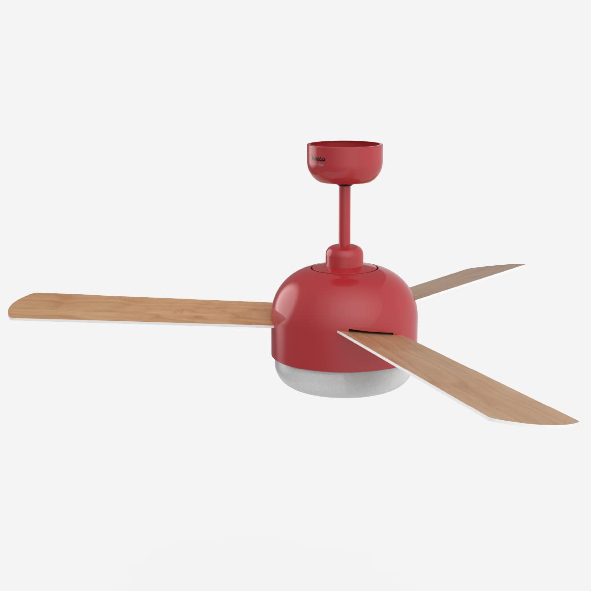 UNIVERSALBLUE Ventilador de techo con luz LED y WiFi | Rojo | Silencioso con Motor DC | Control por App, Alexa, Google Assistant y mando a distancia | 6 Velocidades | Aspas Reversibles