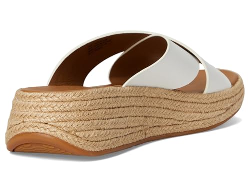 Image of FitFlop womens F-mode Espadrille Leather Flatform Cross Slides