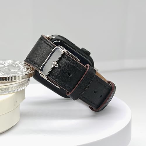 Genuine Leather Band Compatible with Apple Watch Bands for Women Men 49mm 46mm 45mm 44mm 42mm 41mm 40mm 38mm, Soft Leather Replacement Strap for iWatch Ultra/SE/Series 11 10 9 8 7 6 5 4 3 2 1