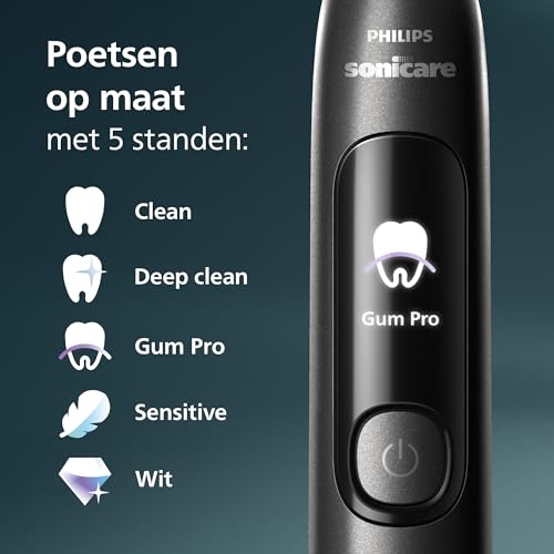 Philips Sonicare AdvancedClean Limited Edition Elektrische Tandenborstel – Smart Screen, Druksensor, Opzetborstelvervanging, 5 Poetsstanden en SmarTimer, Zwart, Model HX3792/11 - Afbeelding 6