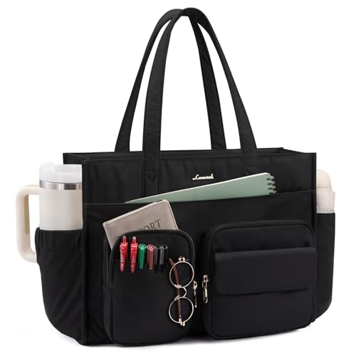 LOVEVOOK Teacher Tote Bag for Women Multi-pocket Laptop Bag with Large Cup Holder Nurse Bags Work Travel Computer Handbag