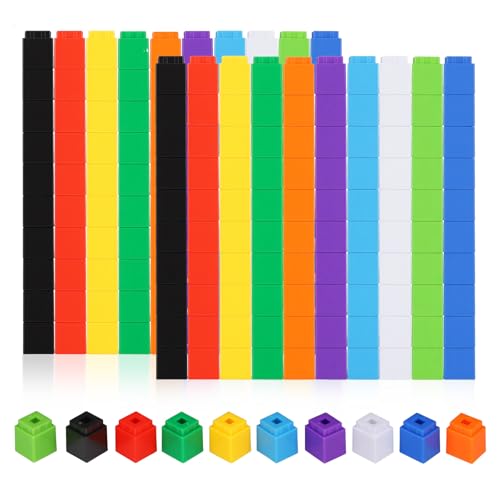 Yimomoyi 200 Pièces Cube Mathématiques, Blocs de Construction Math, Cubes a Empiler Calcul, Montessori Cube de Comptage Mathématiques Emboitables...