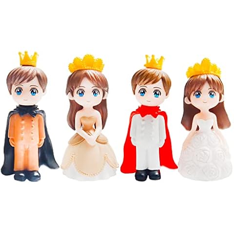 4 Pcs Couple Cake Topper Wedding Cake Toppers Couple Figurines Mini Resin Fairy Bride and Groom Cake Topper for Party Cake Decorations StyleB Cover