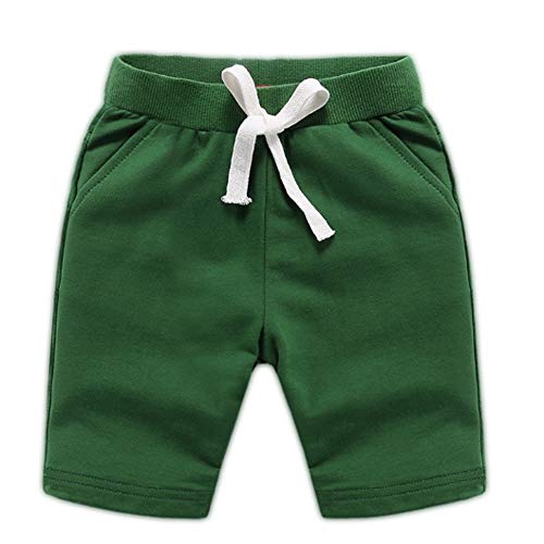 Dingdong Bébé Enfant Garçon Eté Coton Shorts（Vert Militaire,5Ans）