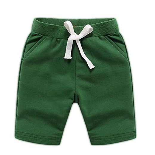 Ding-dong Bébé Enfant Garçon Eté Coton Shorts（Vert Militaire,4Ans）