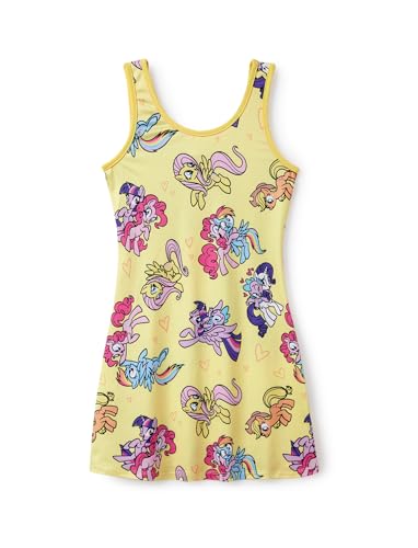My Little Pony Toddler Girls A Line Casual Dress Cartoon Print Sleeveless Skirt Kids Sundress Summer Clothes for Birthday Gift Yellow 4-5 Years