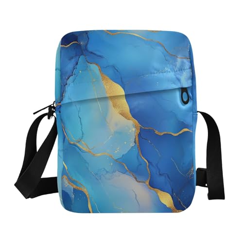 messenger bag crossbody shoulder bag crossbody Womens Cross Body Purse Bags Adjustable Strap for Outdoor Daily Outdoor Daily- Marble Yellow Blue