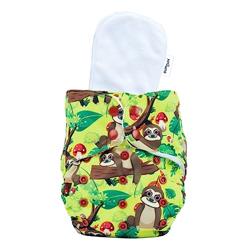 Image of Bumtum Baby Diaper | 0-3 Yrs Baby Freesize | Pack of 1, New Born Baby Diaper, Cloth Diaper, Waterproof Reusable Diaper, 5hrs Absorbency, Ultrahygiene, Washable, Cotton Soaker, Extra Soft (Baby Sloth)