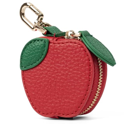 Cute Fruit Coin Purse Bag Charm Mini Leather Coin Change Purse & Pouch Holder Keychain Charm for Handbag Tote Wallet Airtag Accessories Kawaii Fruit Bag Charms for Girl Women Apple
