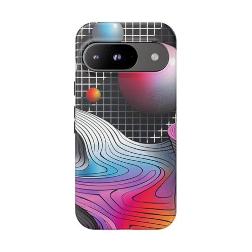 Coque rigide mate Google Pixel 9 paysage géométrique coloré