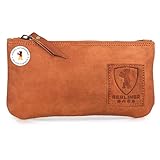 Berliner Bags Vintage Federmäppchen aus echtem Leder – Handgefertigtes Etui mit YKK-Reißverschluss, Federmappe - Braun