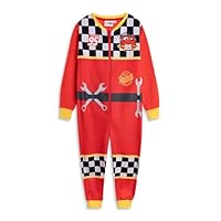 Disney Cars Boys Red Zip-Up Onesie | Long Sleeve Microfleece Loungewear & Sleepwear with 95 Rust Design | Perfect for Bedtime & Movie Nights Merch - 11-12 Years