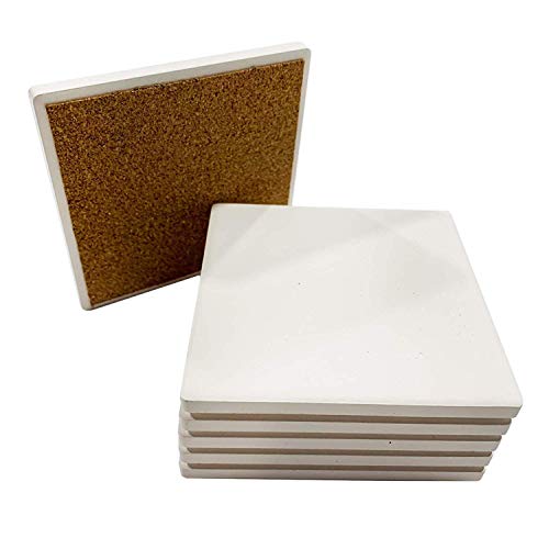 Absorbent White Stone Coaster Blanks for Crafters - 12-Pack, 4 inch x 4 inch - Use with Permanent Colored Markers (not Included) - Make Your Own DIY Cup Coaster! (SJT00096)